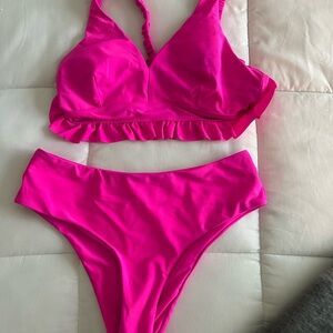 Vibrant Pink Women's Swimsuit Set